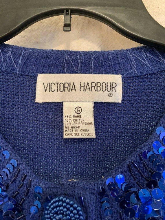 Vintage 1980s Victoria Harbour Blue Sequin Glam G… - image 2