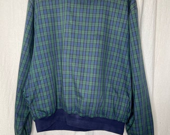 Vintage 1990s Proquip Blue Green Plaid Sporty Preppy Grandpa Golf Winbreaker XL