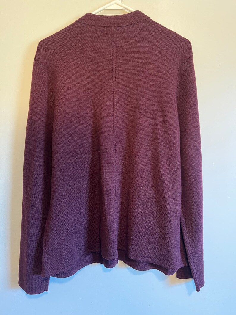 NWOT Talbots Maroon Gold Merino Wool Military Crest Old Money Cardigan XL image 6