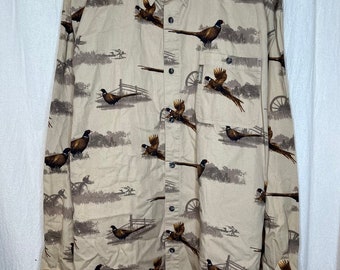 Columbia River Lodge Quail Hunting Outdoorsy Pheasant Grandpa Oxford Shirt XXL