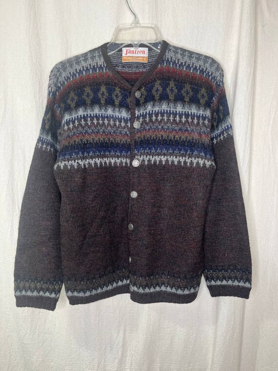 Vintage 1960s Jantzen Wool Mohair Fuzzy Prairie Fair Isle Nordic 