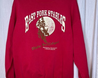 Vintage jaren 1990 Lee zwaargewicht East Fork Stables Tennessee Tourist Sweatshirt XXL