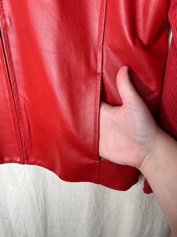 Vintage 1990s Pendleton Red Leather Merino Wool B… - image 3