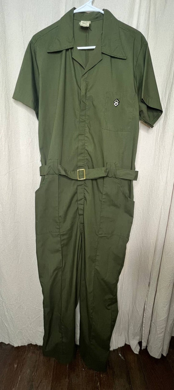 Vintage 1970s Sports-Wear Army Green Aviator Work 