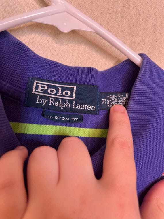 1990s Polo Ralph Lauren Purple Green Rainbow Stripe Prep Jock Old 