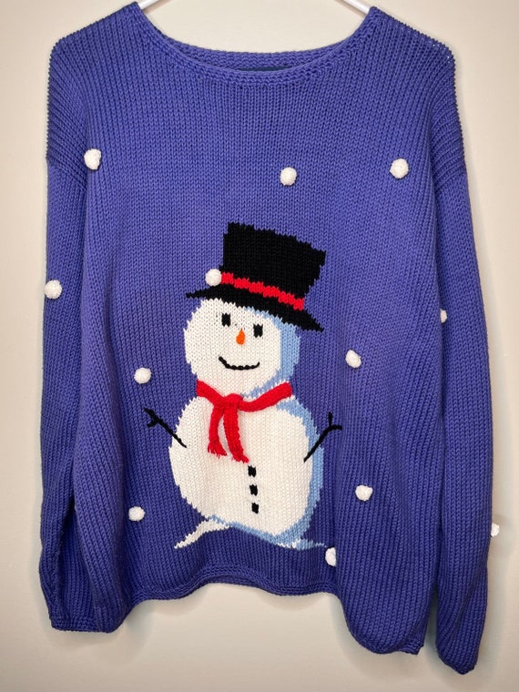 Vintage 1990s Rey Wear 3D Snowman Christmas Winter