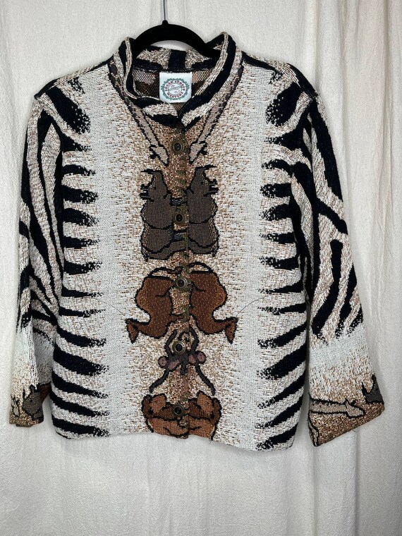 Vintage 1990s Sugar Street Weavers Animal Safari Teacher Tapestry 