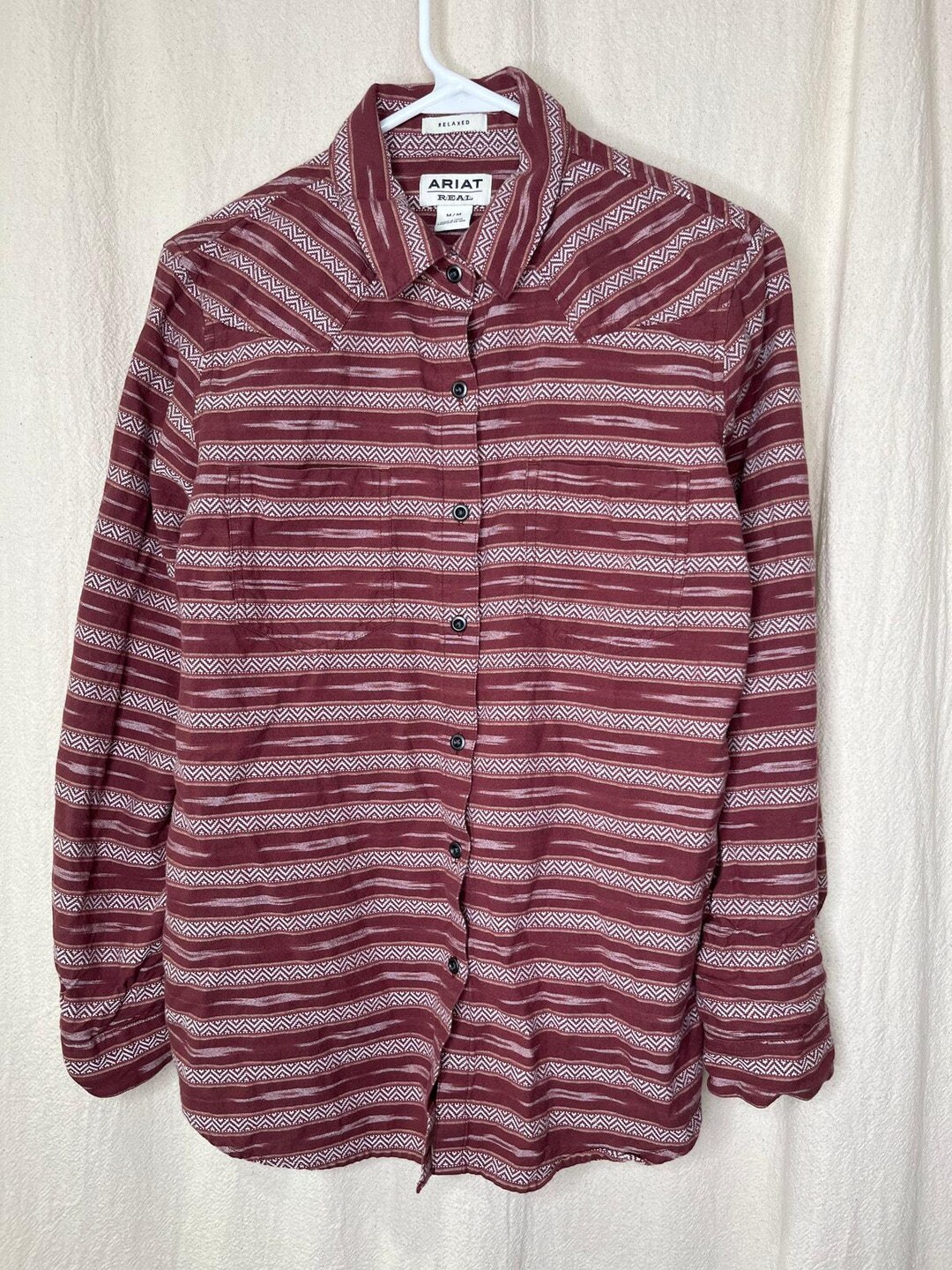Ariat Real Relaxed Billie Jean Southwestern Stripe Rodeo Western Oxford ...