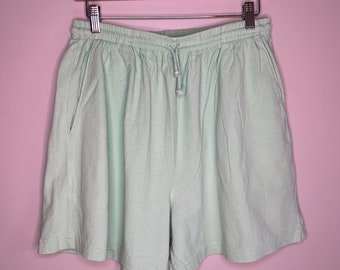 Fresh Produce Pantalones cortos para mamá de 5 pulgadas de algodón con cordón, color verde menta, XL