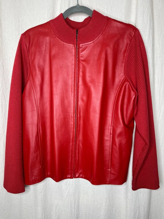 Vintage 1990s Pendleton Red Leather Merino Wool Bl