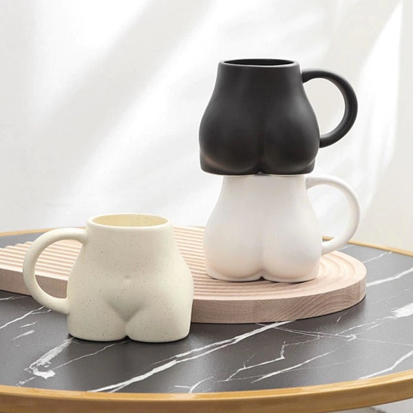 Cute ceramic female bum mug, tea/coffee butt cup, Modern heat resistant drinkware, booty shape drinking cup, feminine decor