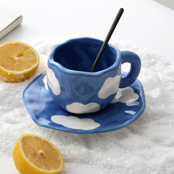 Irregular Coffee Mugs Sets Aesthetic Cloud Mugs for Tea Coffee