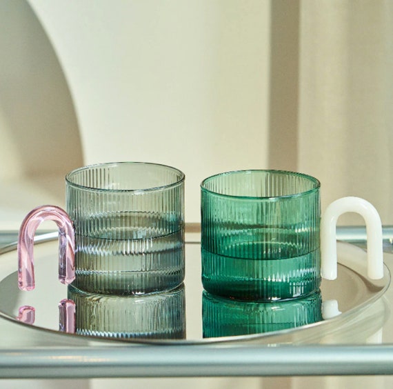 Ripple Drinking Glasses - Modern Kitchen Vintage Wavy Drinking Glasses-  Unique Origami Ribbed Glassware For Weddings, Cocktails, Glass Cup Coffee  Mug 