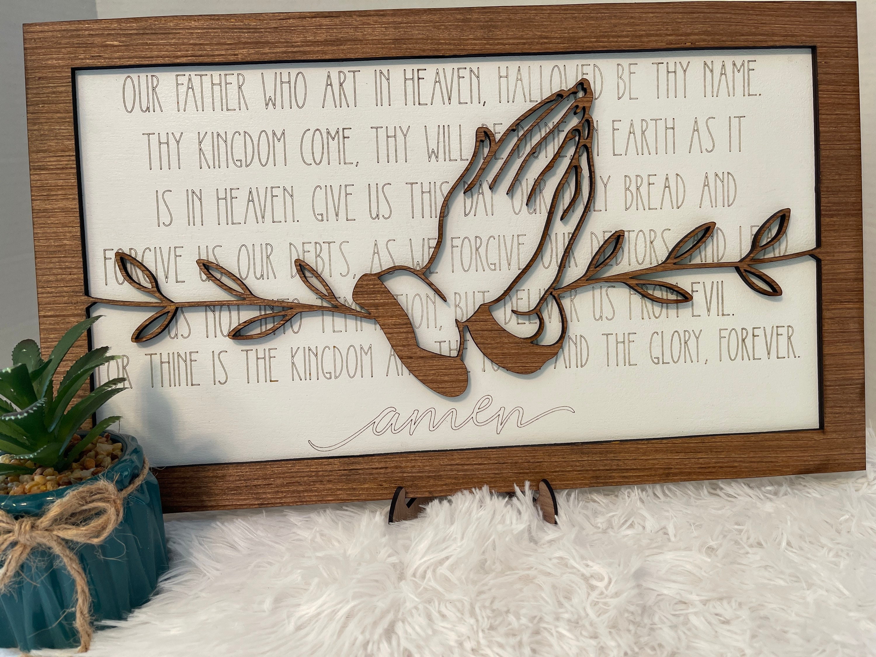 The Lords Prayer Signchristian Wall Decor Wood Church Sign Etsy