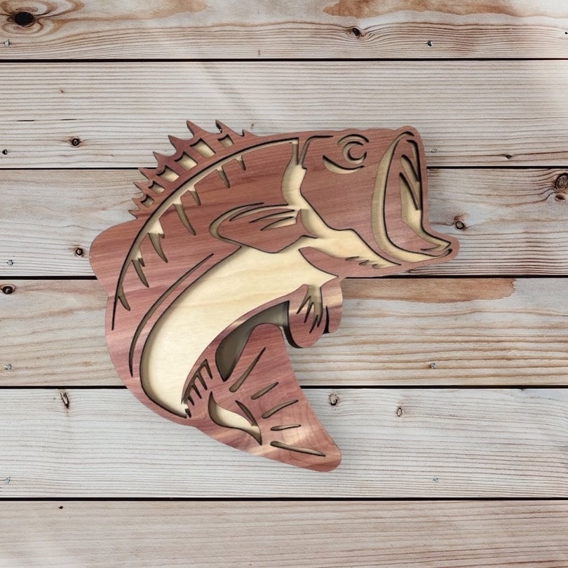 Wooden Bass Fish With Name 