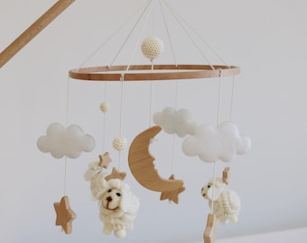 Nursery Mobile, Crib Mobile, Mobile Nursery, baby mobile Sheep, Baby Room Decor, Baby Gift, Newborn gift, boho mobile crib , neutral mobile