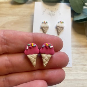 Ice Cream Cone Studs with CZ Accents main image 0