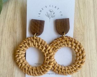 Rattan Hoops with Wood Stud