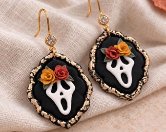 Framed Ghost / Dia Del Muerte Halloween/Fall Clay Earrings