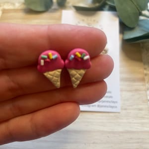 Ice Cream Cone Studs with CZ Accents main image 1