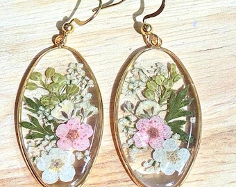 English Garden Pressed Flower Earrings
