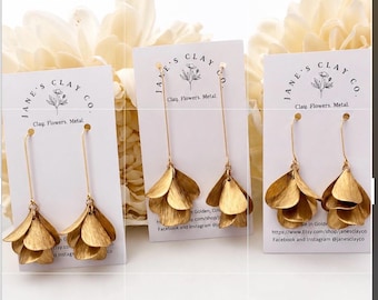The Bella-elegant brass petal dangle     (3 lengths)!