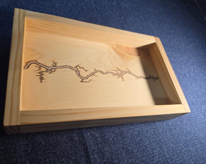 Custom pine valet tray shocked and filled with white/pink epoxy