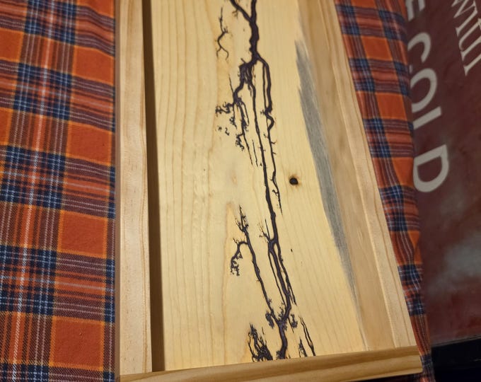 Custom pine valet tray shocked & filled with purple epoxy