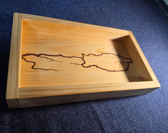 Custom pine valet tray shocked and filled with purple epoxy