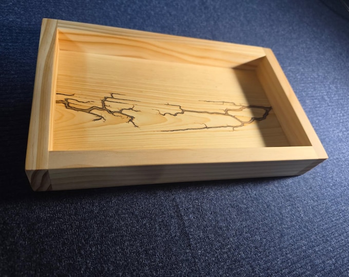 Custom pine valet tray shocked and filled with peach epoxy
