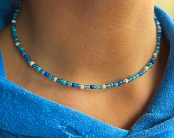 Blue Mix Beaded Necklace