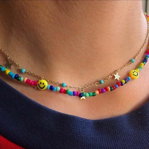 Blue Mix Beaded Necklace - Etsy
