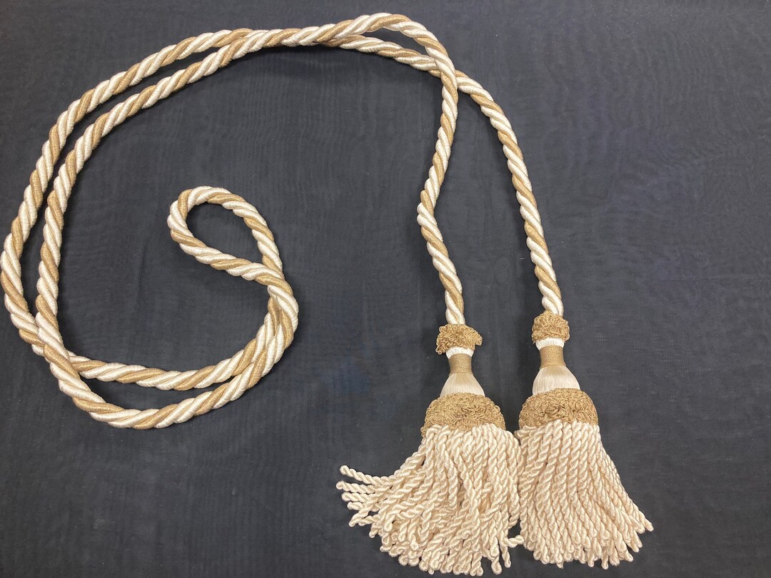 10’ Italian off White/old Gold Rope With Tassels - Etsy