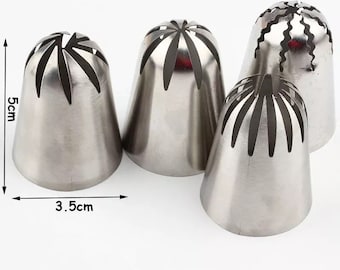 6Pcs Large Cream Cake Russian Nozzles Rose Stainless Steel Icing Piping Donut Tips Cupcake Cake Dessert Decorating Baking Tools