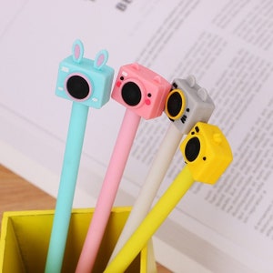 1pc Cute Camera Gel Pen for Kids Student School Office Supplies Stationery Kawaii Writing Pens 0.5mm Black Ink