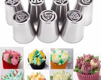 1 Set 7Style Russische Tulpen Paspel Düsen Edelstahl Blume Creme Gebäck Spitze Küche Cupcake Kuchen Dekoration Werkzeuge