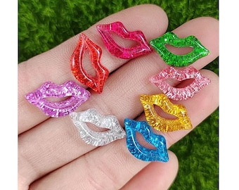 Mixed Resin Bling Lips Decoration Crafts Kawaii Beads Flatback Cabochon Embellishments For Scrapbooking DIY Accessories 17*9mm