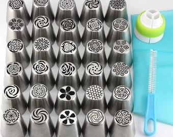 30Pcs Stainless Steel Russian Tulip Cream Icing Piping Nozzles Rose Pastry Tips Fondant Cake Decorating Baking Tools