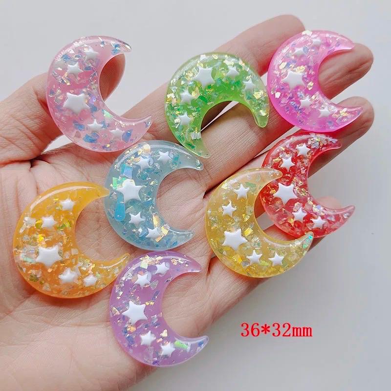 Cute Star Moon Jelly Sequin Flatback Resin Cabochon Kawaii Accessories…