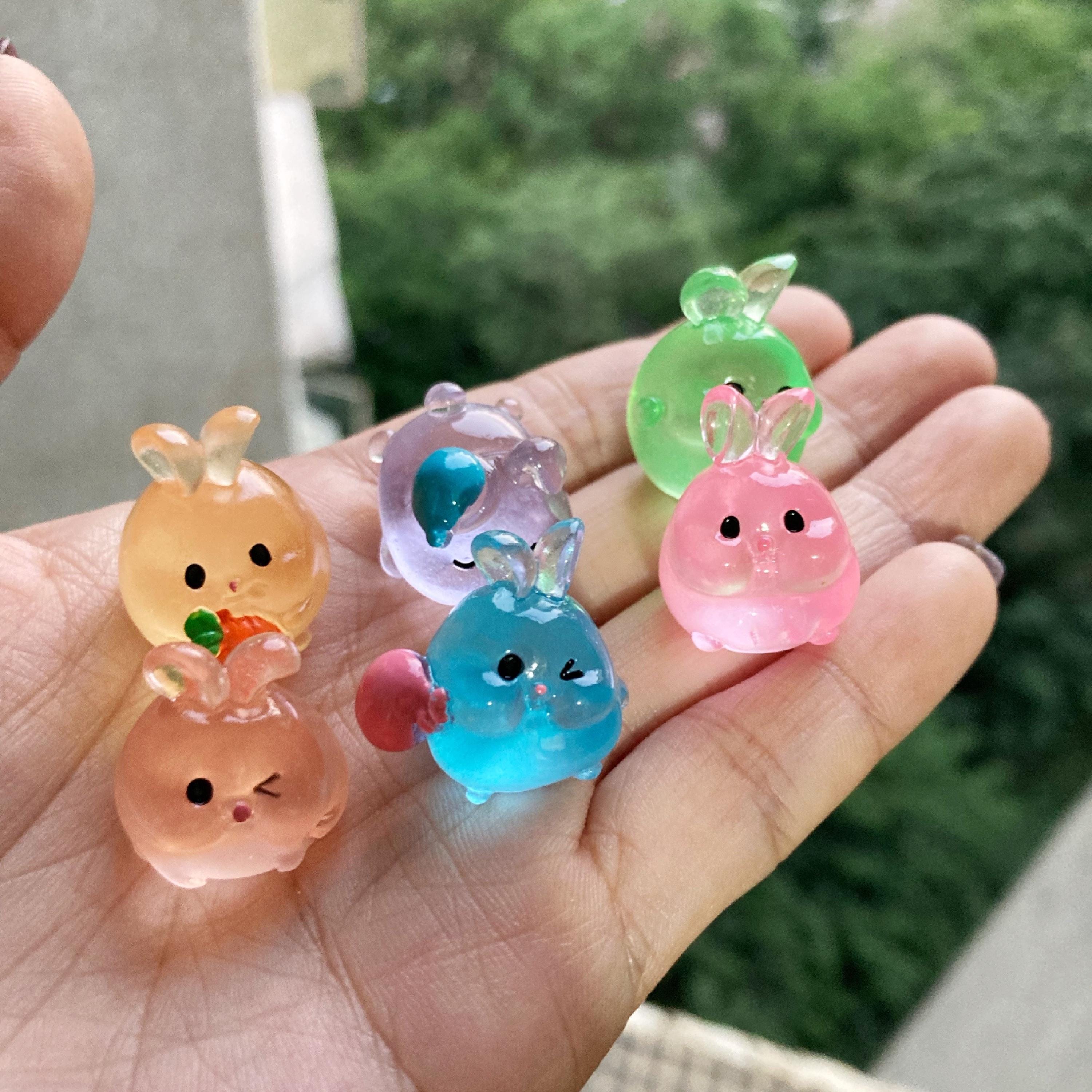 Mixed Glow in Dark Cute Neon Rabbit Charm Resin Resin Fluorescent ...