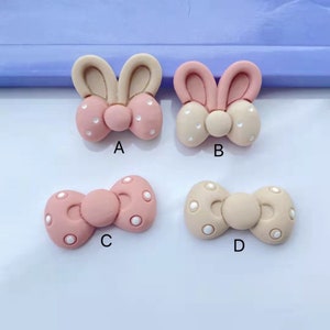 Kawaii Cartoon Rabbit Ear bowknot Resin Flat back Cabochon DIY Scrapbooking Decorative Craft Making Headgear Accessories