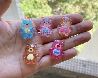 Resin Mixed Bears Decoration Crafts Flatback Cabochon Scrapbooking Fit Hair Clips Embellishments Beads Diy 34*38mm