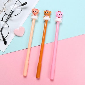 1 set 3pcs Kawaii Cute Bear Ballpoint Pen Gel Pens Kawaii School Supplies Stationery, Kid Crafts