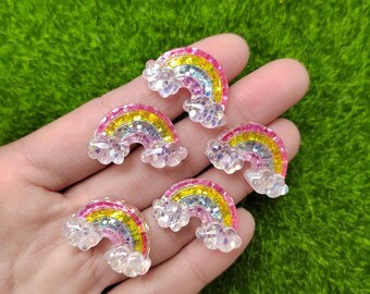 20 Stück Regenbogen-Schleim-Anhänger Aus PVC – Bunte Wolken-Ornamente Für DIY, Scrapbooking, Basteln
