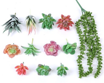 Juego de 12 suculentas artificiales para jardín, interior, color natural, decoración del hogar, arreglos de regalo, plantas de paisajismo para oficina, flores falsas.