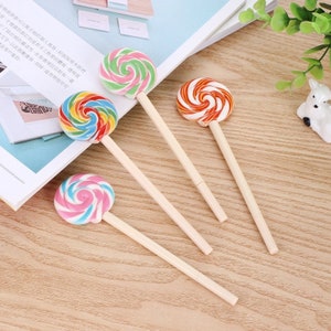 4 bolígrafos de papelería Kawaii, bolígrafos de piruleta bonitos de 0,5mm, suministros escolares creativos, Caneta para regalo de niños (aleatorio)