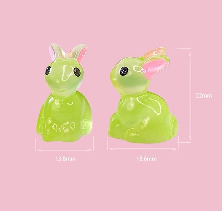Mixed Glow in Dark Cute Rabbit Bunny Charm Resin Resin Fluorescent ...