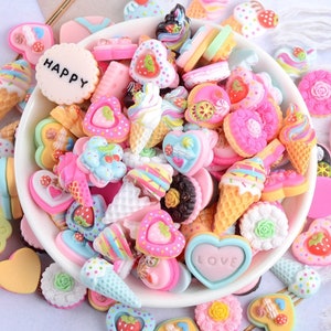 Mixed Ice Cream/Candy/Dessert Flatback Resin Miniatures Toys DIY Crafts Phone Shell Patch Arts Kids Hair Accessories Materials