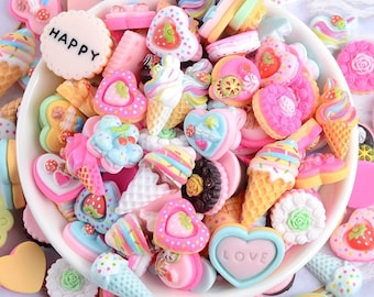Mixed Ice Cream/Candy/Dessert Flatback Resin Miniatures Toys DIY Crafts Phone Shell Patch Arts Kids Hair Accessories Materials