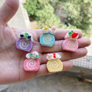 Resin Kawaii Sweet Cake Egg Roll Flatback Cabochon for Diy Jewelry Making Accessories Resin Flatback Embellishment